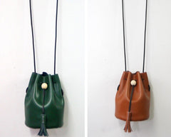 Cute LEATHER WOMEN Bucket SHOULDER BAG Barrel Crossbody Purses FOR WOMEN