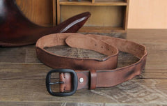 Handmade Genuine Leather Punk Rock Biker Trucker Mens Belt Men Black Coffee Belt for Men