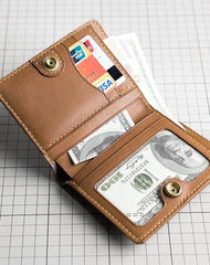 Handmade Leather Mens Cool Slim Leather Wallet Men Small Wallets Bifold for Men