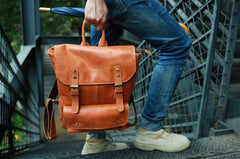 Cool Brown Mens Leather Backpack Cool Travel Backpacks School Backpacks for men