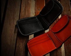 Handmade Leather Bifold Mens Small Wallet Cool Slim Wallet billfold Wallet for Men