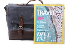 Mens Waxed Canvas Leather Messenger Bag Camera Side Bag Courier Bag for Men