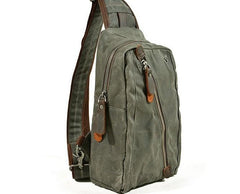 Cool Waxed Canvas Mens  Chest Bag Sling Bag One Shoulder Packs for men