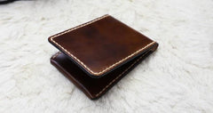 Leather Mens Slim Front Pocket Bifold Small Wallets License Wallet for Men