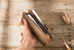 Cool Canvas Leather Mens Bifold Long Cards Wallet Long Wallet for Men