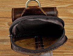 Small Mens Leather Belt Pouch Holster Belt Case Cell Phone Waist Pouch for Men