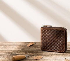 Cool Leather Vintage Mens Small Wallets Zipper billfold Wallets for Men