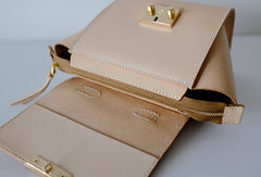 Stylish Leather Beige Womens Handbag Shoulder Bag Crossbody Purse for Women