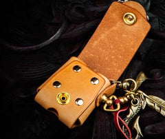 Handmade Leather Mens Leather Cigarette Cases Cigarette Box Lighter Pocket Tobacco Pouch