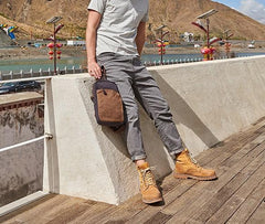 Cool Canvas Gray Mens Sling Bag Chest Bag One Shoulder Pack for men