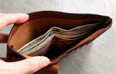 Cute LEATHER Wrinkled Womens Small Wallet Bifold Leather Small Wallets FOR Women