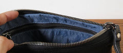 Genuine Leather Mens Clutch Cool Slim Wallet Zipper Clutch Wristlet Wallet for Men