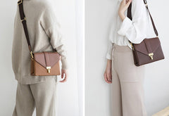 Stylish Leather Womens Messenger Crossbody Purse Minimalist Shoulder Bag for Women