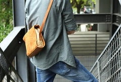 Cool Leather Mens Small Messenger Bag Shoulder Bag for men