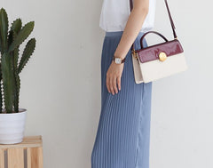 Cute Leather Womens Stylish White Handbag Crossbody Purse Barrel Shoulder Bag for Women