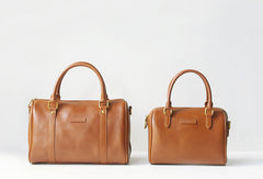 Handmade leather brown boston bag purse shoulder bag handbag purse women - EverHandmade