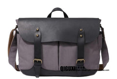 Mens Canvas Leather Messenger Bag Saddle Side Bag Canvas Shoulder Bag for Men