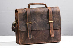 Cool Coffee Leather Mens Briefcase Work Shoulder Bag Laptop Bag Business Bag for Men