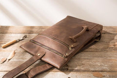 Coffee Leather Mens Cool Sling Bag Sling Shoulder Bags Chest Bags for men