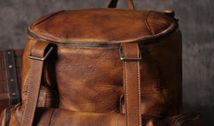 Cool Brown Leather Mens Backpack Large Brown Travel Backpack Hiking Backpack for men