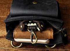 Mens Leather Small Belt Pouch Side Bag Waist Pouch COURIER BAG Holster Belt Case for Men