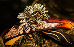 Handmade Cool Brown Leather Tooled Skull Mens Belt Leather Men Belt for Men