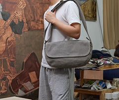 Mens Canvas Gray Cool Messenger Bag Side Bag Shoulder Bag for Men