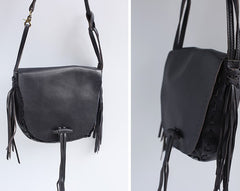 Stlyish WOMENs LEATHER Tassels Shoulder Bag Saddle Crossbody Purse With tassels