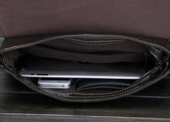 Cool Small Black Leather Mens Messenger Bag Shoulder Bag for Men