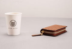 Leather Braided Men Small Key Wallet Bifold Small Keyring Wallet for Men