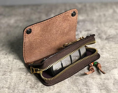 Handamde Genuine Leather Mens Cool Key Wallet Card Slim Wallet Key Holder Car Key Case for Men