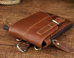 Mens Leather Small Side Bag COURIER BAGs Waist Pouch Holster Belt Case Belt Pouch for Men