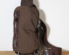 Handmade Genuine Leather Mens Cool Chest Bag Sling Bag Crossbody Bag Travel Bag Hiking Bag for men