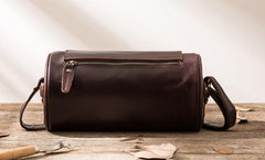 Cool Leather Mens Barrel Shoulder Bag Coffee Messenger Bags for Men