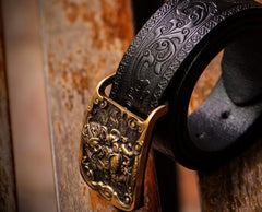 Handmade Cool Black Leather Mens Belts Custom Leather Men Belt for Men