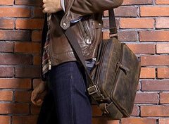Cool Leather Vintage Mens Messenger Bags Small Shoulder Bags for Men