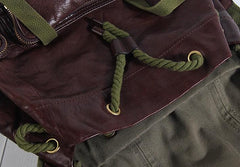 Genuine Leather Mens Cool Backpack Large Coffee Travel Backpack Hiking Backpack for men