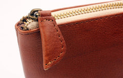 Vintage LEATHER Womens Zipper Wallet Change Wallet Makeup Pouches FOR Women