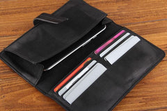 Handmade Leather Mens Cool Long Leather Wallet Clutch Wristlet Wallet for Men