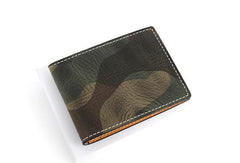 Cool Leather Mens Camouflage License Wallet Front Pocket Wallet Slim Card Wallet for Men