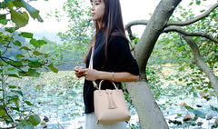 Handmade Leather Beige Womens Handbag Shoulder Bag Crossbody Purse Tassels for Women