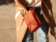 Handmade Vintage Brown Leather Mens Box Bag Shoulder Bag Messenger Bag for Men