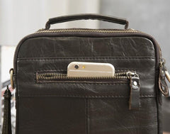 Cool Leather Mens Small Side Bag Messenger Bags Shoulder Bags for Men