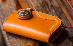 Handmade Leather Biker Mens Cool Car Key Wallets Coin Wallet Pouch Car KeyChain for Men