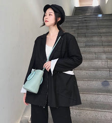 Cute Green Leather Womens Mini Bucket Purse Handbag Barrel Shoulder Bag for Women
