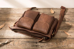 Cool Small Leather Vintage Mens Messenger Bag Shoulder Bags  for Men
