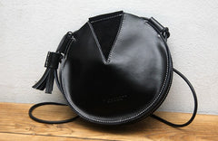 Cute LEATHER WOMEN SHOULDER Circle BAG Crossbody Round Purses FOR WOMEN