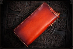 Handmade Leather Tibetan Mens Biker Chain Wallets Cool Long Chain Wallets for Men