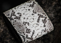 Handmade Leather Boa Skin Tooled Mens billfold Wallet Cool Small Wallet for Men