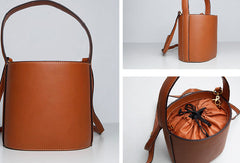 Genuine Leather Cute Bucket Bag Handbag Crossbody Bag Shoulder Bag Women Leather Purse
